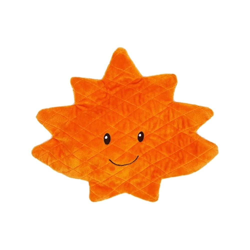 Pupbox May the Maple Leaf Plush Dog Toy in Fall Orange Happy Face Smile